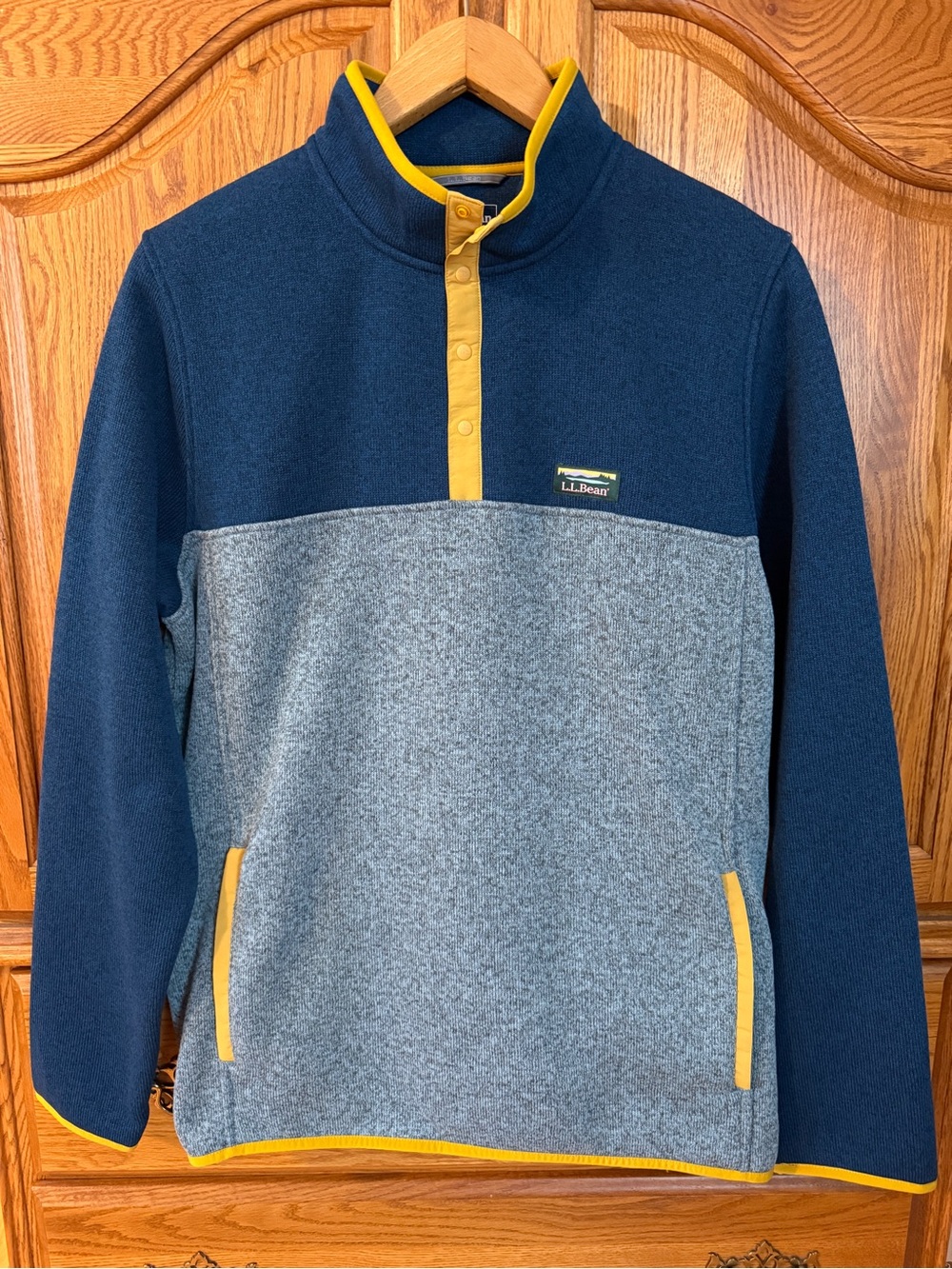 L.L.Bean Sweater Fleece Pullover Colorblock Size Large Tall Slightly Fitted